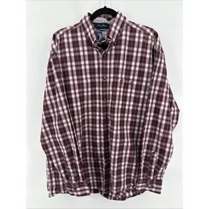 Wrangler Cowboy Cut Collection George Strait Western Shirt Mens XL Maroon Plaid